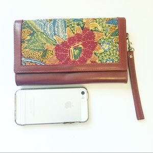 Batik and leather purse wrislet NWOT